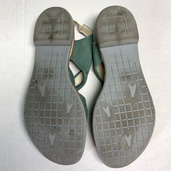 FLY London Women's Green Leather Cross Fabric Slip-On Sandals EU Size 40 - Picture 7 of 8